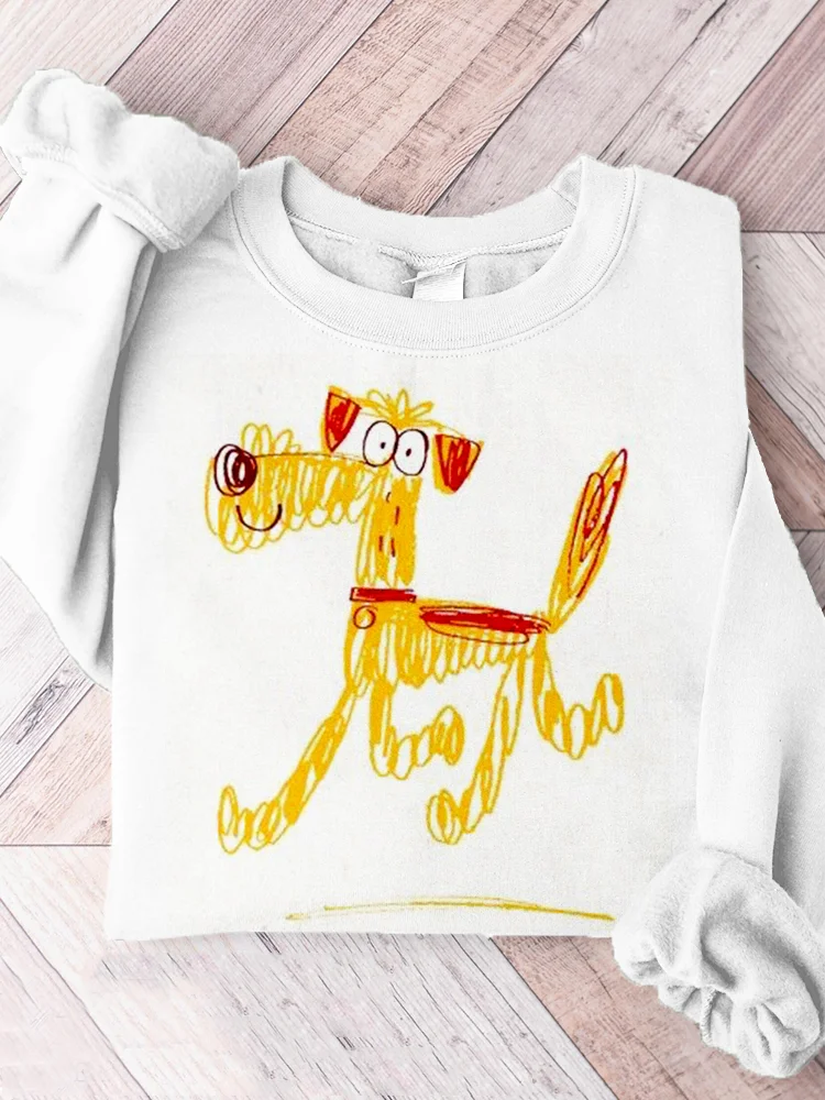 Comstylish Funny Scribble Art Dog Graphic Comfy Sweatshirt