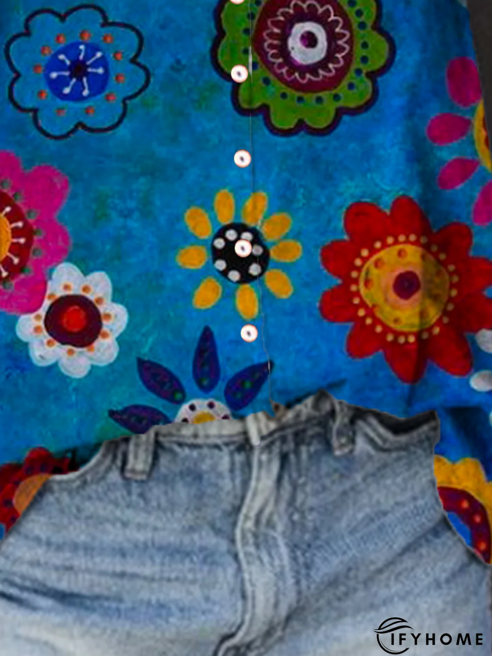 Casual Floral Cotton Off Shoulder Cold Shoulder Blouse | IFYHOME