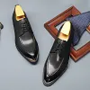 Genuine Leather Oxford Shoes Wedding Business Laces Leather Brogues Shoes -Dress Shoes