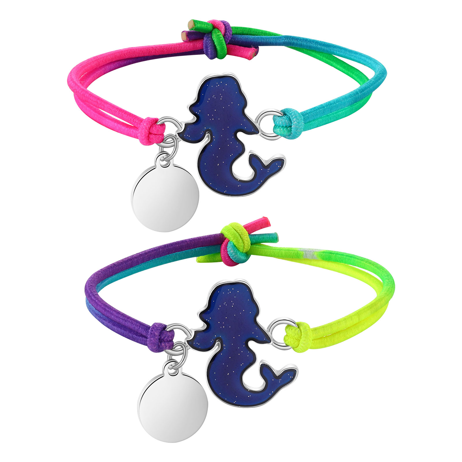 Custom 2 Names Bracelet Set 2 Pieces Hair Ties Back To School Gift for Girls Sisters Best Friends-Jessemade AU