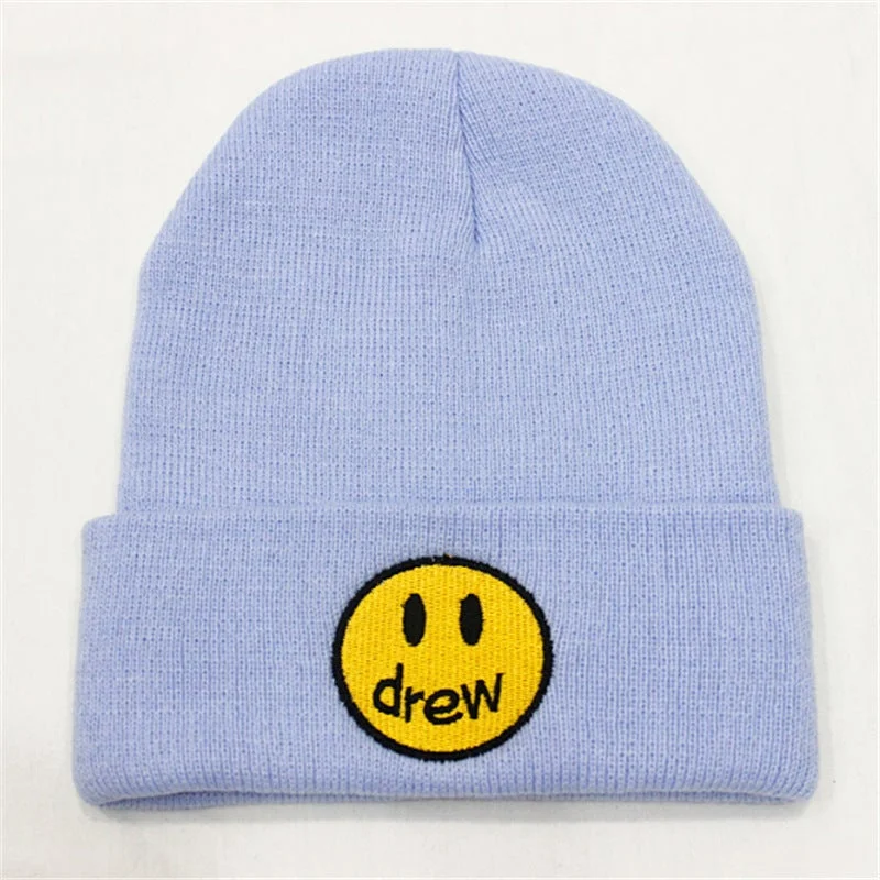 Justin Bieber Drew Beanie Hat Smiley Face Letters Knitted Hats