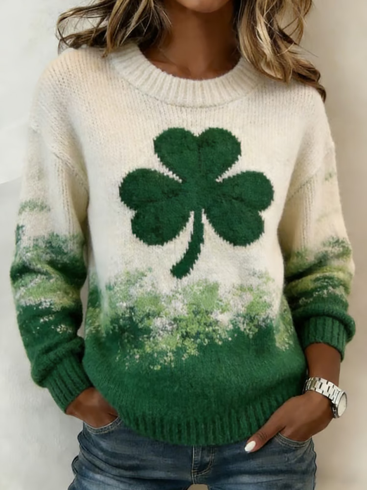 Comstylish Women's Retro St. Patrick's Day Print Sweater