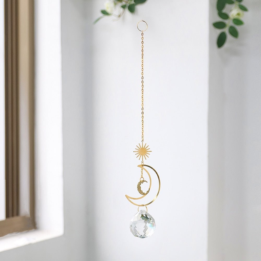 Colorful Crystals Suncatcher Hanging Sun Catcher with Chain Pendant Ornament Suncatchers for Window Home Garden Christmas Gift