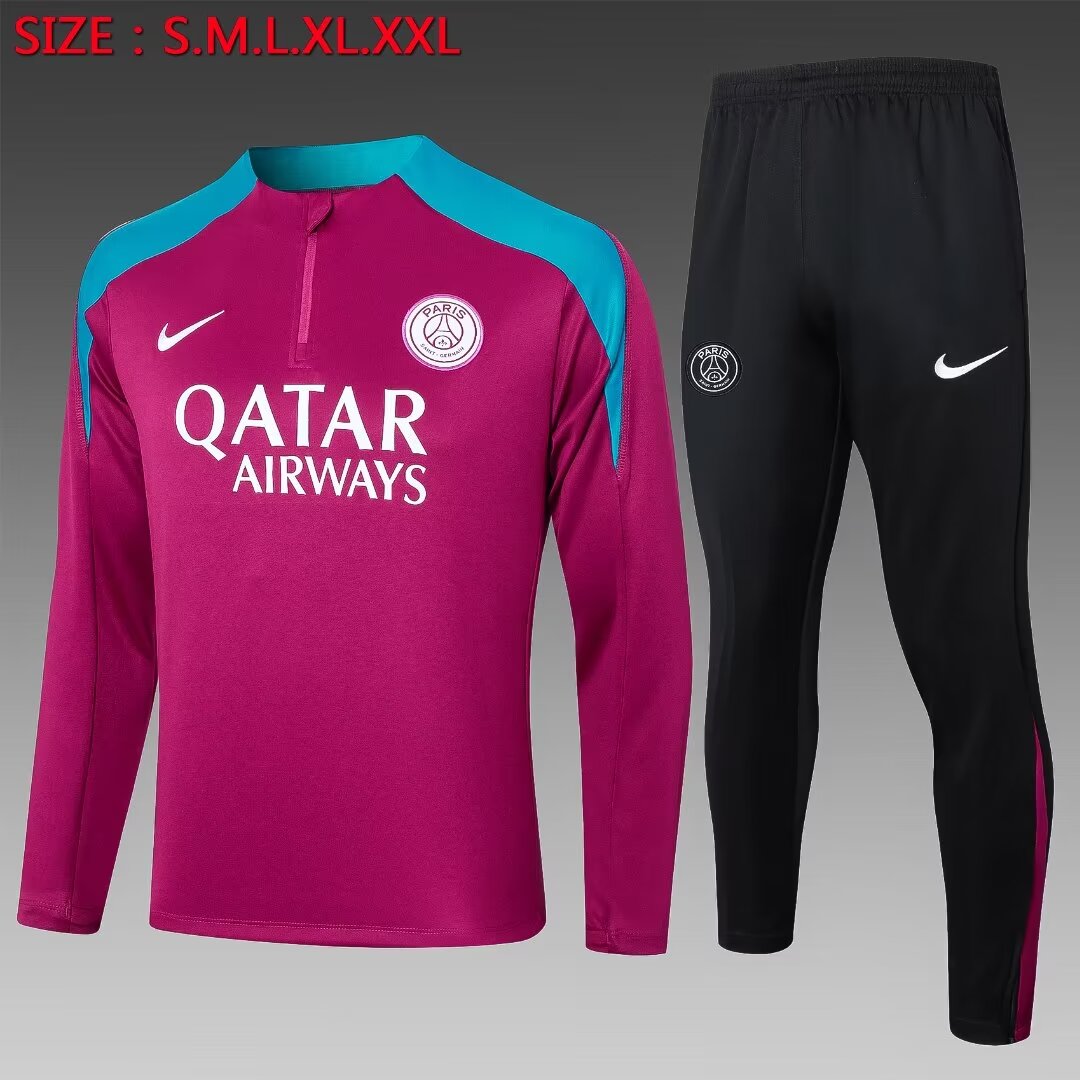 2024/2025 Psg Paris Saint-Germain Half-Pull Training Suit Purple-Red Football Shirt 1:1 Thai Quality mysite