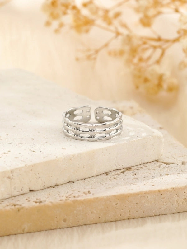 304 Stainless Steel 18K Gold Plated Classical Classic Style Plating Hollow Out Star Moon Heart Shape Open Rings