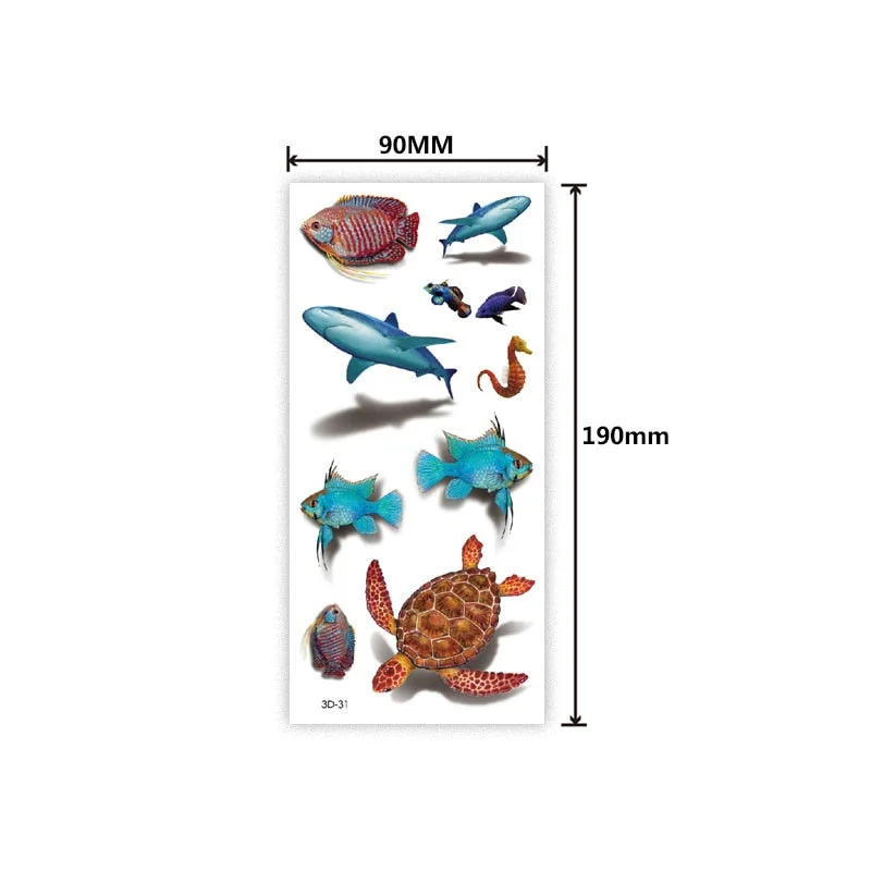 Waterproof 3D tattoo sticker Three-dimensional color printing tattoo sticker Butterfly flower animal color tattoo sticker