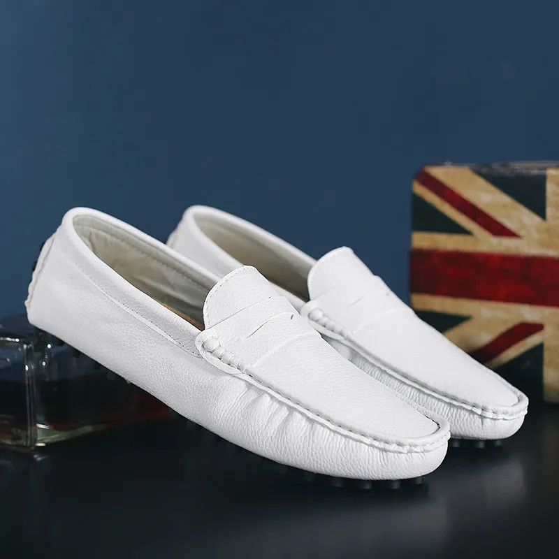 Men Loafers Shoes Split Leather Fashion moccasins High Quality Casual Leather Shoes Soft Flats Comfort Men Driving Shoes