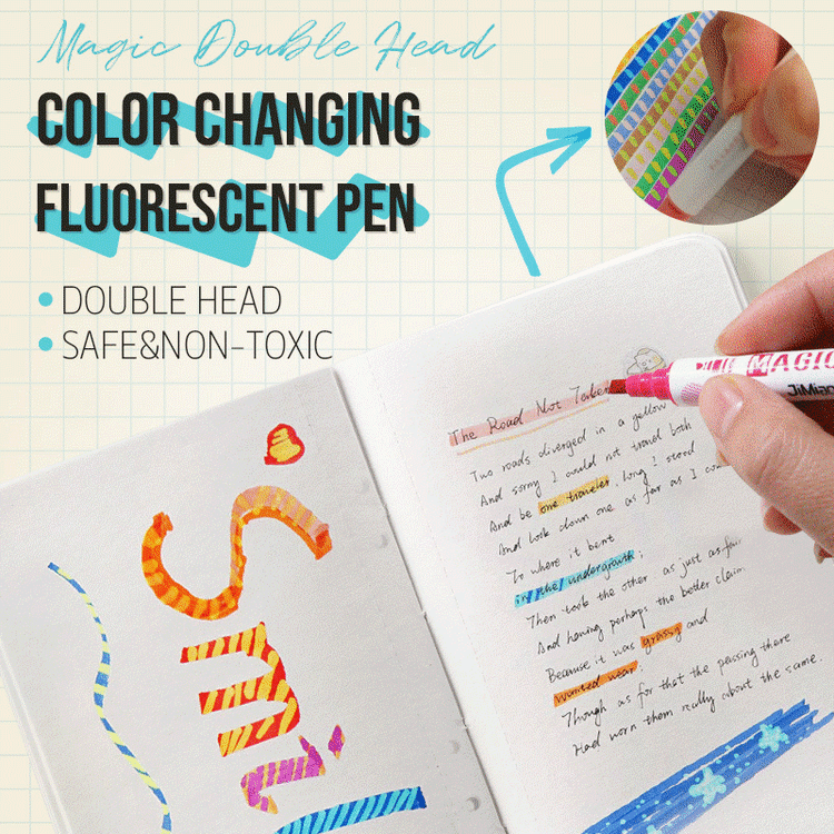 Magic Double Head Color Changing Fluorescent Pen（10 colors）