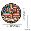 Que Dieu b&eacute;nisse l&rsquo;Am&eacute;rique - croix DIY 2D flat acrylique en diamant pendentif suspendu avec forme sp&eacute;ciale en cristal kit de peinture en diamants en strass perceuse simple face 24x22cm