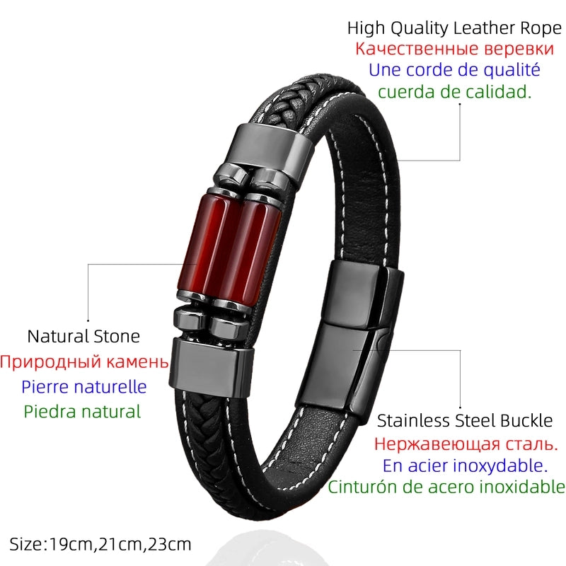 Modern Style Commute Geometric Leather Rope Metal Men’s Bracelets
