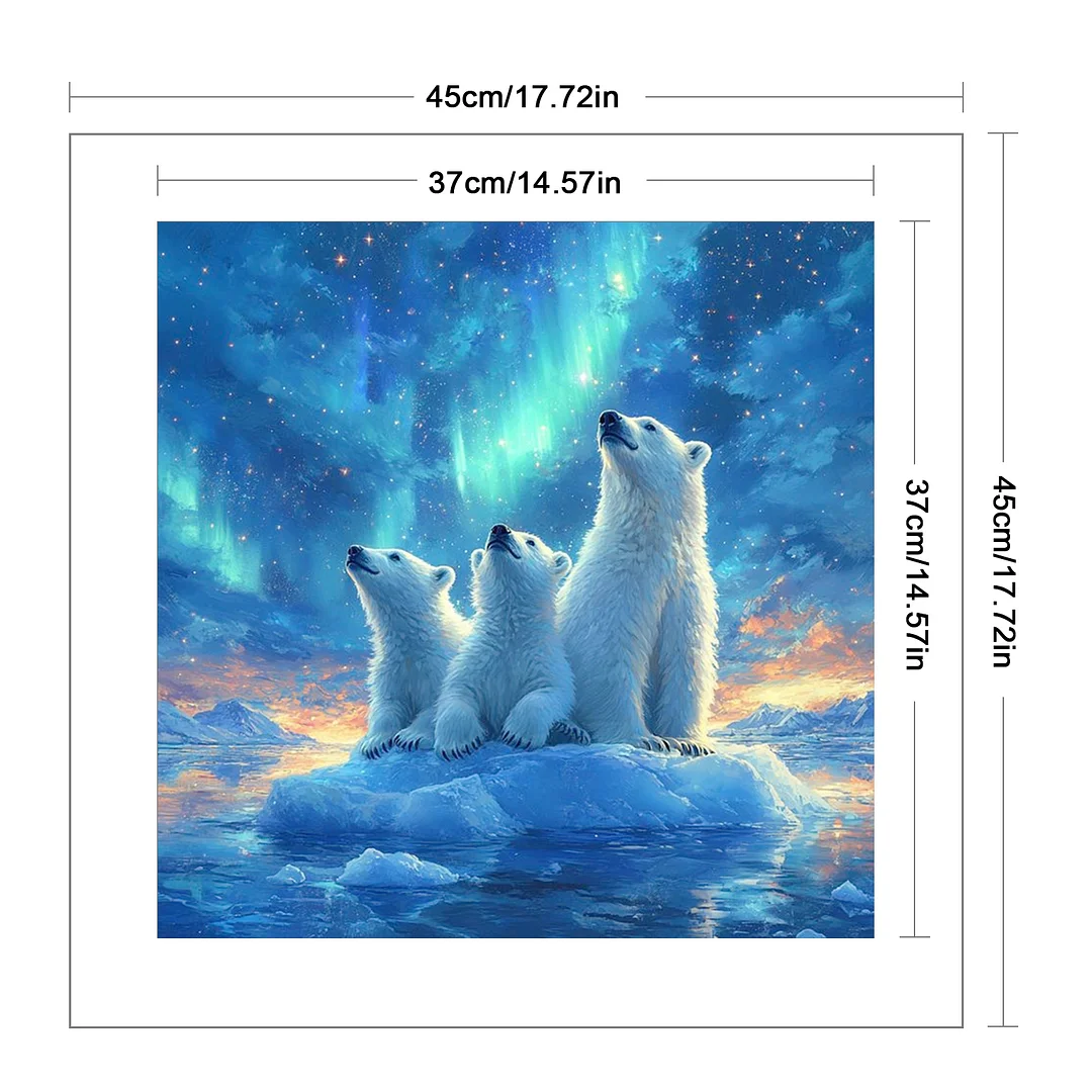 Polar Bear Full 11CT DIY Stamped Cross Stitch Kits for Adults Home Decor 45x45cm