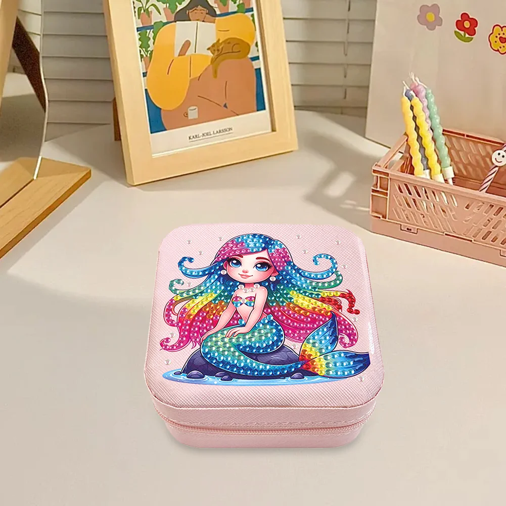 5D DIY Mermaid Special Shape Diamond Painting Jewelry Box for Art Crafts