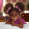 Silicone Realistic Newborn Caramel Skin Black Baby Girl Dolls 22 Inch For Gift 