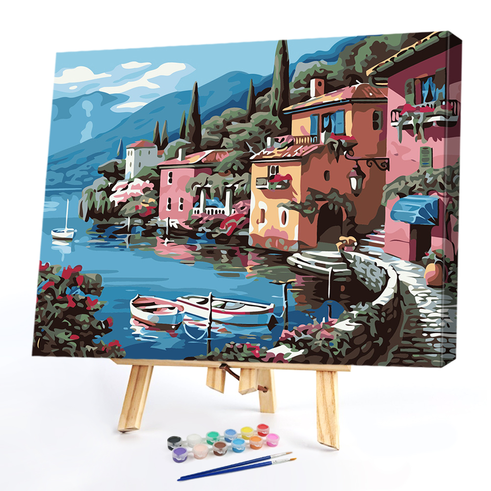

40x50cm - Paint By Numbers Lakeside Villa, 501 Original