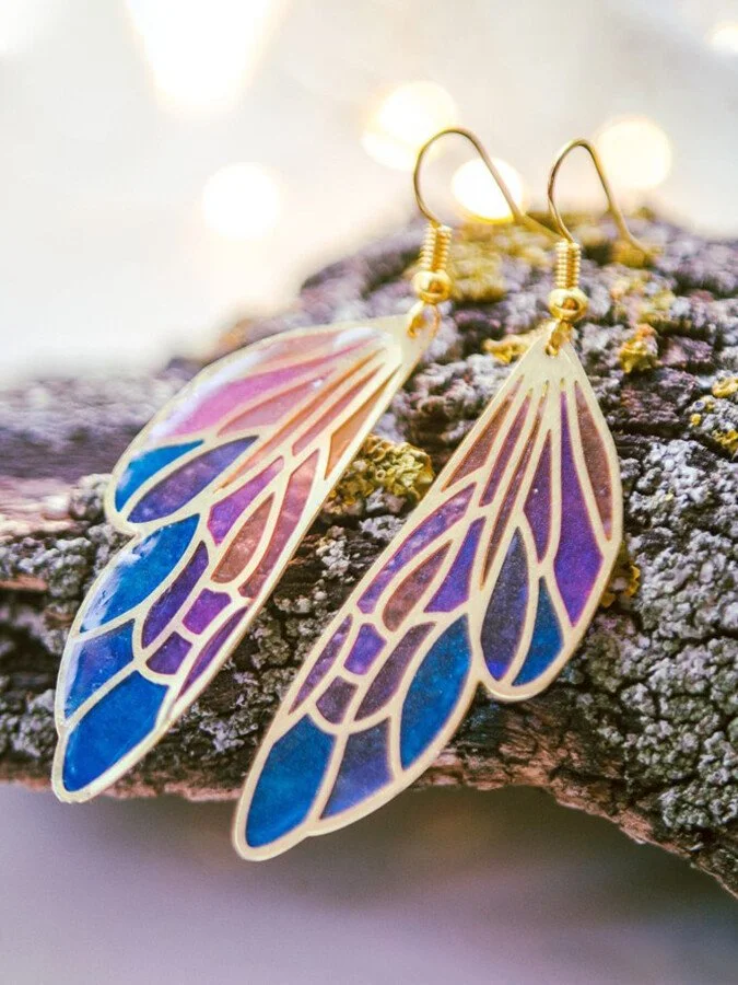 Gradient Colorful Wings Butterfly Wings Earrings