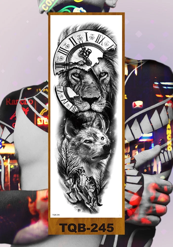 Full Flower Arm Temporary Tattoo Sticker Man Woman Girls Body Leg Fake Tatoo Sexy Tiger Wolf Beauty & Beast Body Art Hotwife DIY