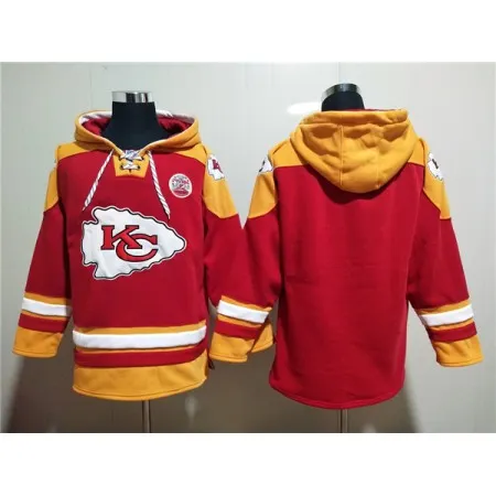 Men's Kansas City Chiefs Blank Red Lace-Up Pullover Hoodie NS14