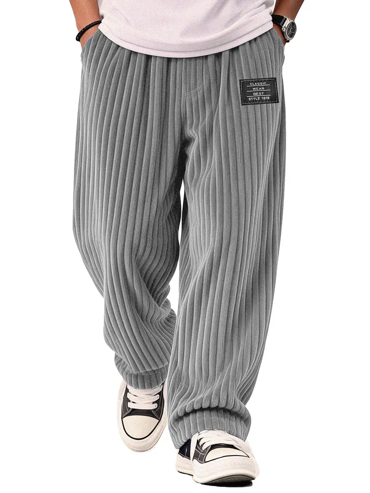Stylish Casual Loose Corduroy Fabric Pocket Tether Pants