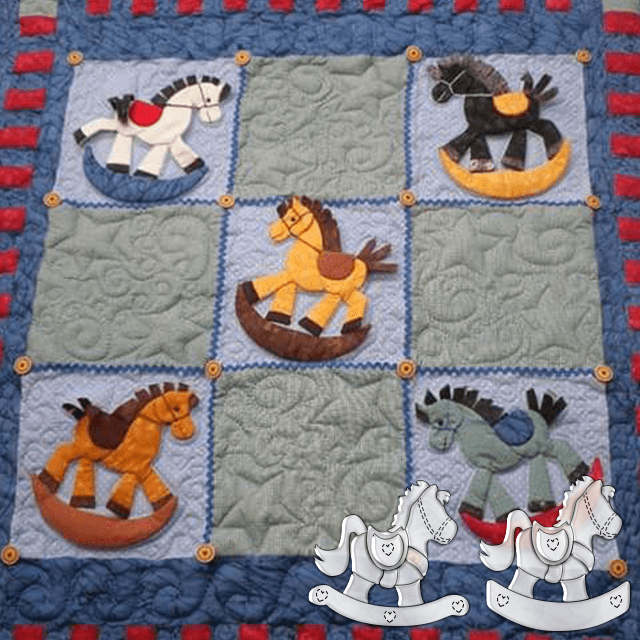 Vintage Rocking Horse Quilt Template Set(A+B Style)With Instructions