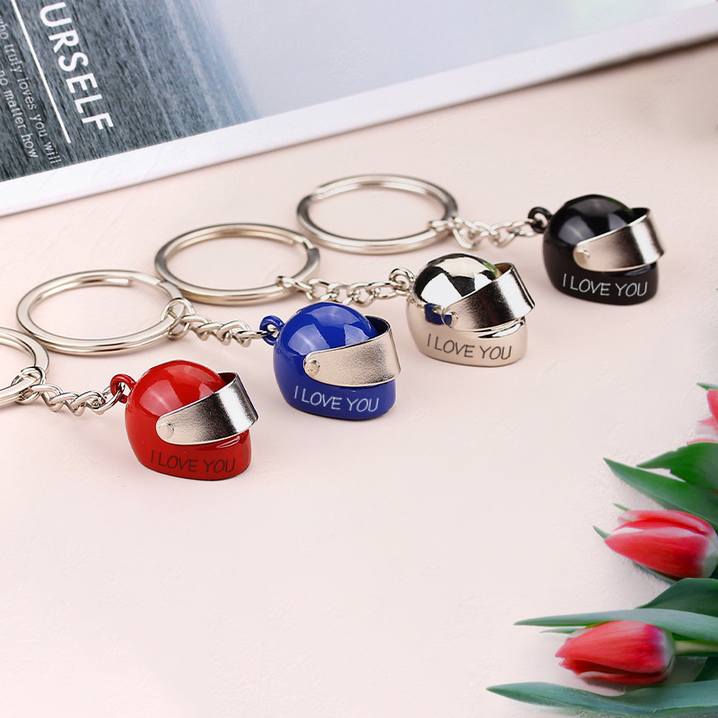 Personalized Name Monogram Motorcycle Helmet Keychain Birthday Father's Day Gift For Biker Motorcyclist Dad Boyfriend