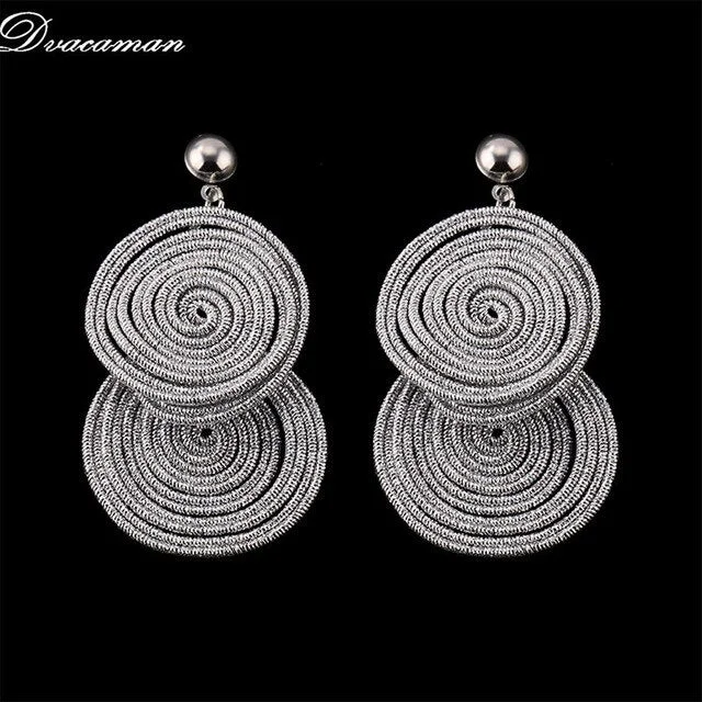 Dvacaman Bohemain Multilayer Round Alloy Drop Earrings Women 2019 New Trendy Maxi Earrings Statement Jewelry Party Gifts Female