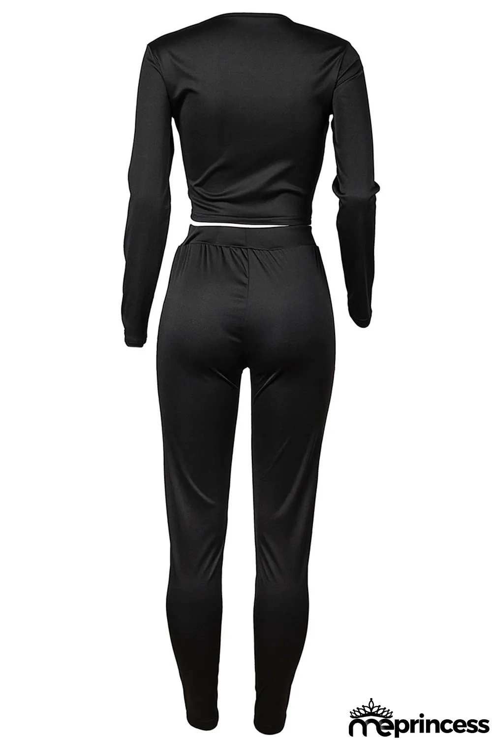 Tangerine Red Casual Solid Split Joint Zipper U Neck Long Sleeve Two Pieces