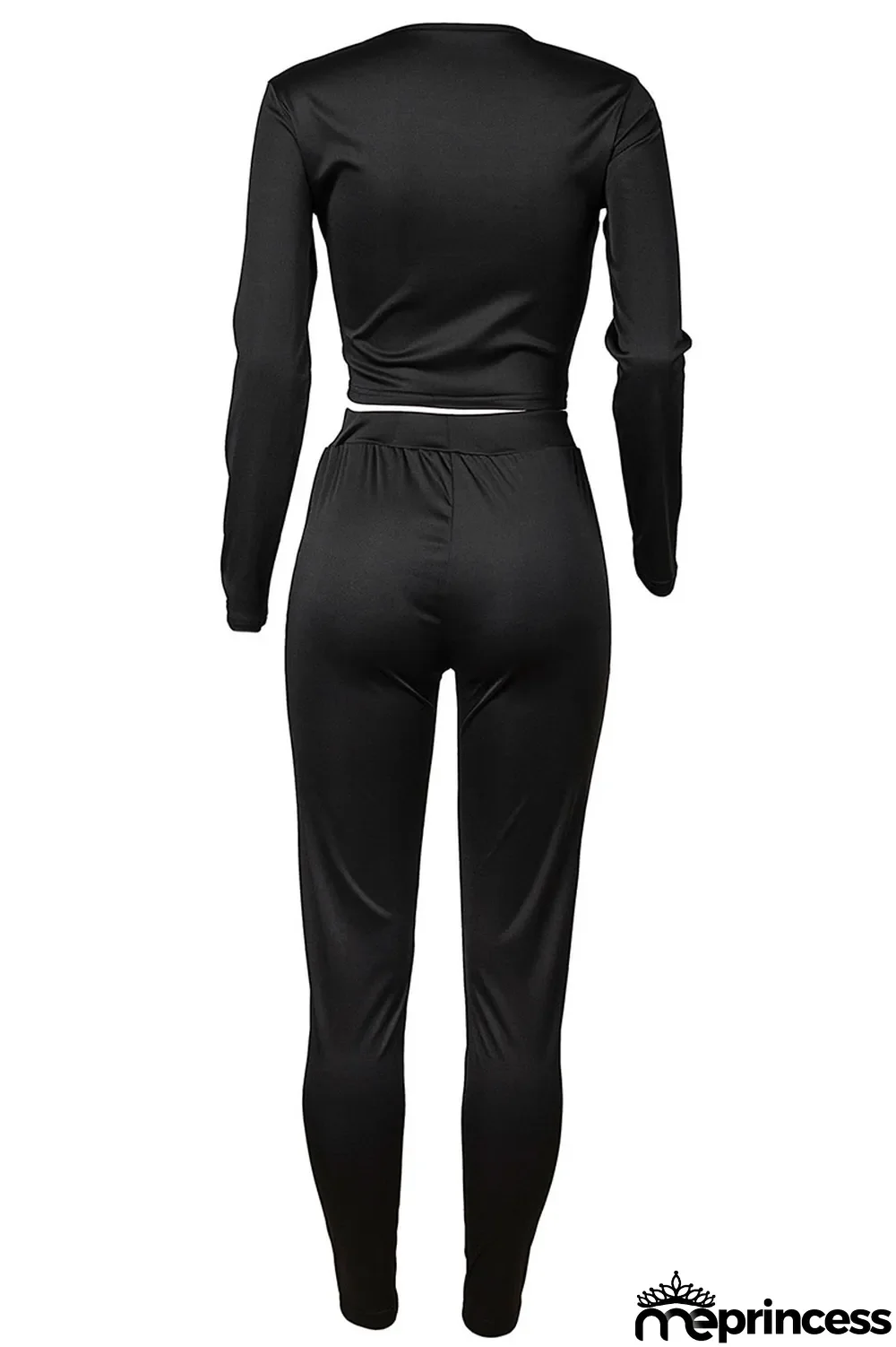 Tangerine Red Casual Solid Split Joint Zipper U Neck Long Sleeve Two Pieces