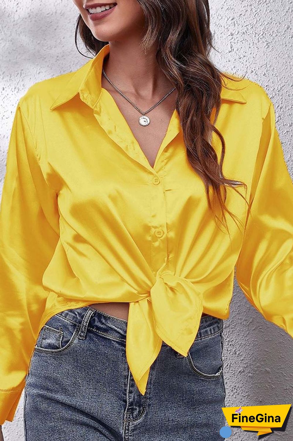 Green Casual Solid Basic Shirt Collar Tops