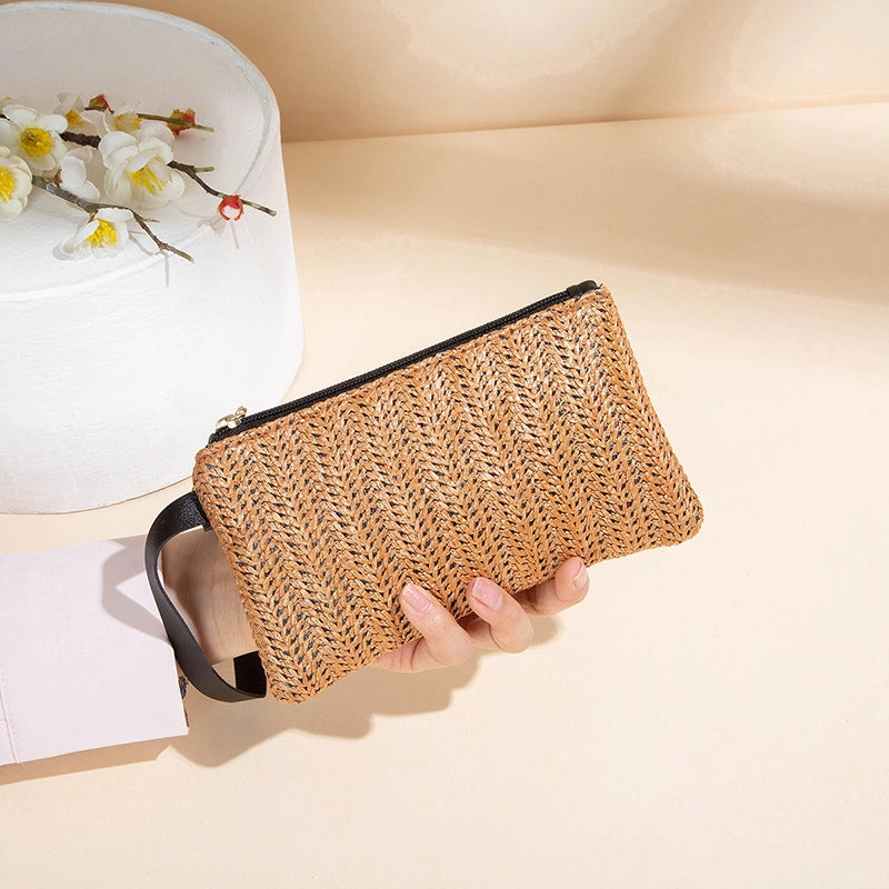 Women’s Stripe Solid Color Pu Leather Zipper Wallets