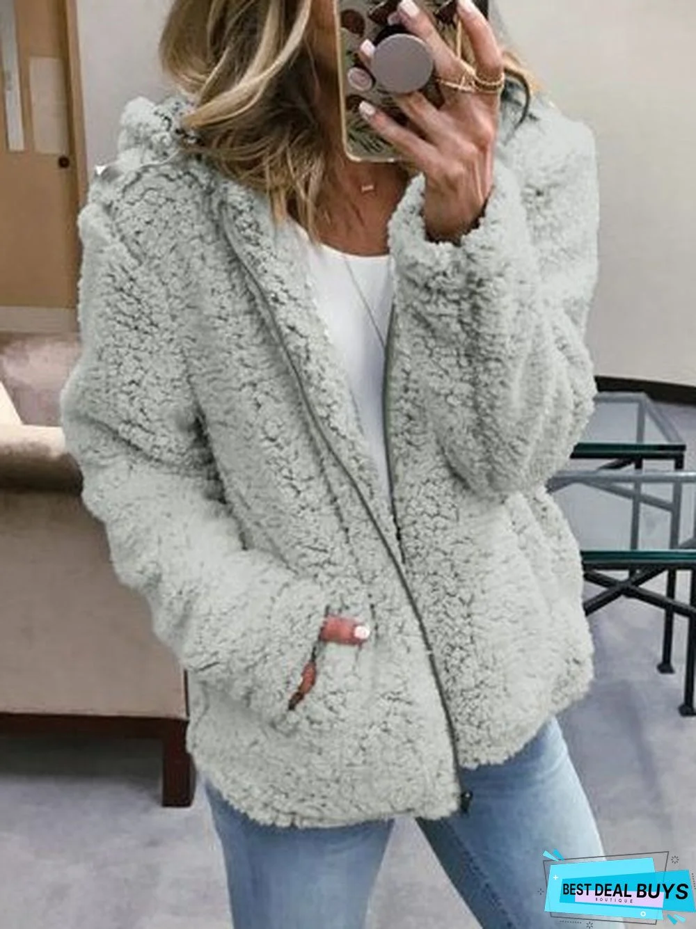 Casual Cotton Hooded Solid Coat