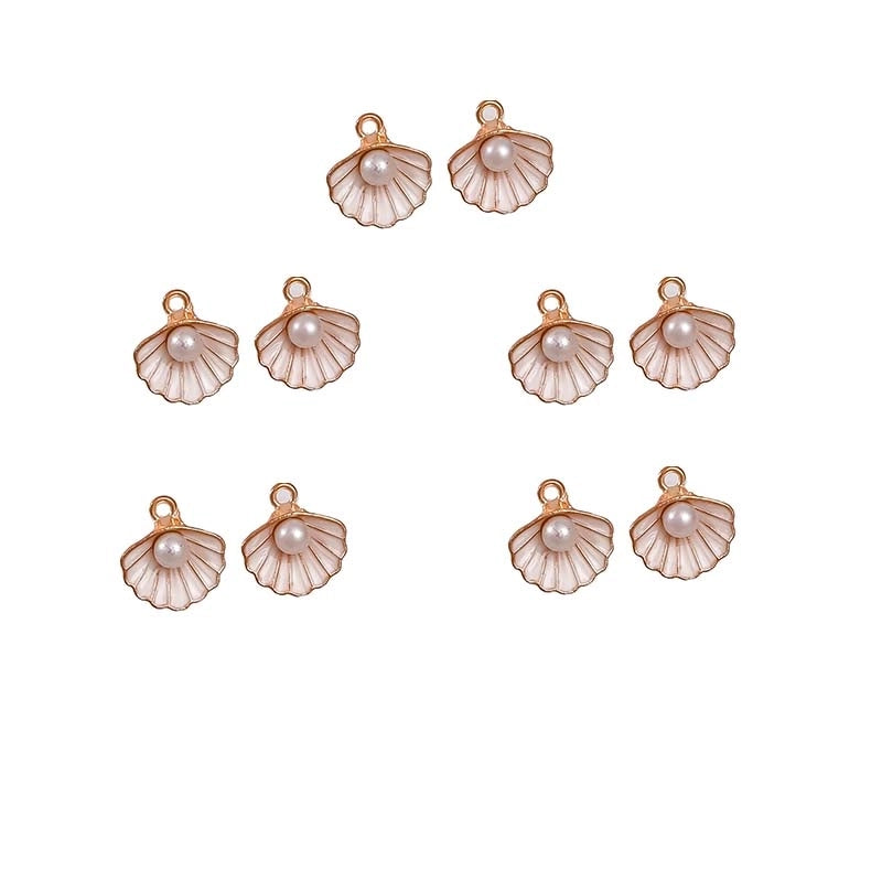 10 PCS/Package Aluminum-Magnesium Alloy Artificial Pearls KC Gold White Pearl Shell Jewelry Accessories Pendant