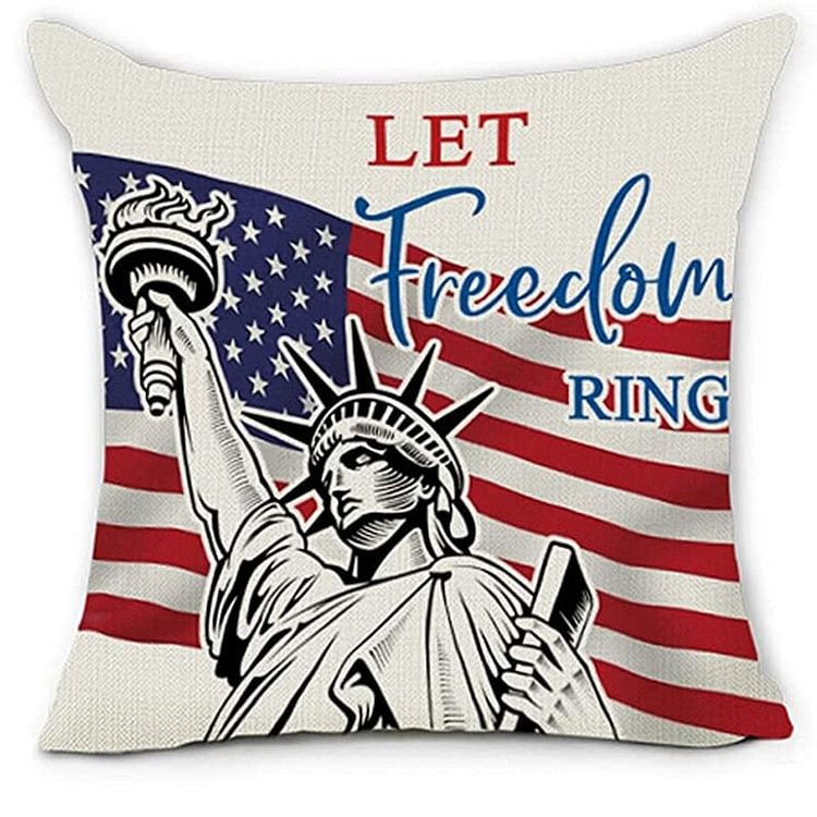 American Independence Day Pillowcase ，American Flag  Pillowcase ，Let Freedom Ring Patriotic Pillowcase