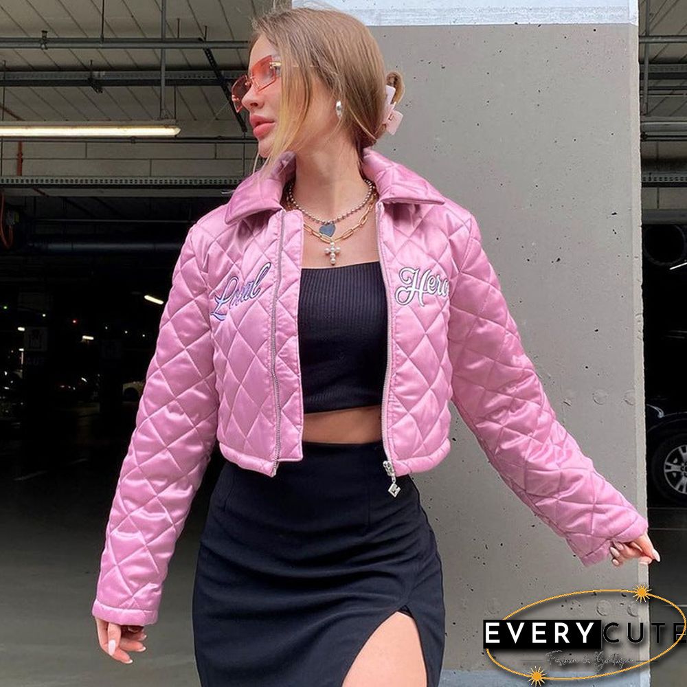 Solid Color Embroidered Casual Coat Women