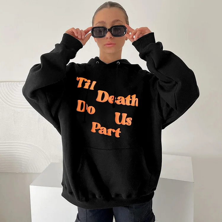 Til Death - Puff Print Printed Halloween Hoodie