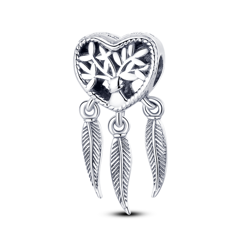 Tree of Life and Feather Beads for Original Bracelet Charms Fine Jewelry Accessories KTC037
