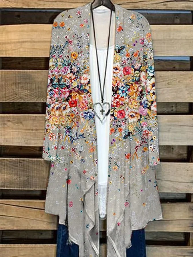 Women's Floral Print Casual Cardigan