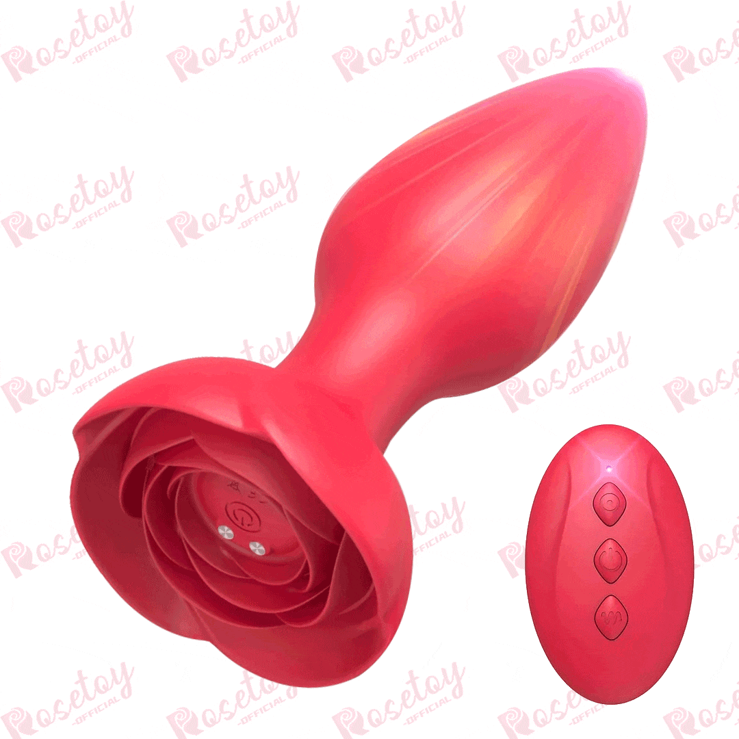 Remote Control Silicone Rose Butt Plug - Rose Toy