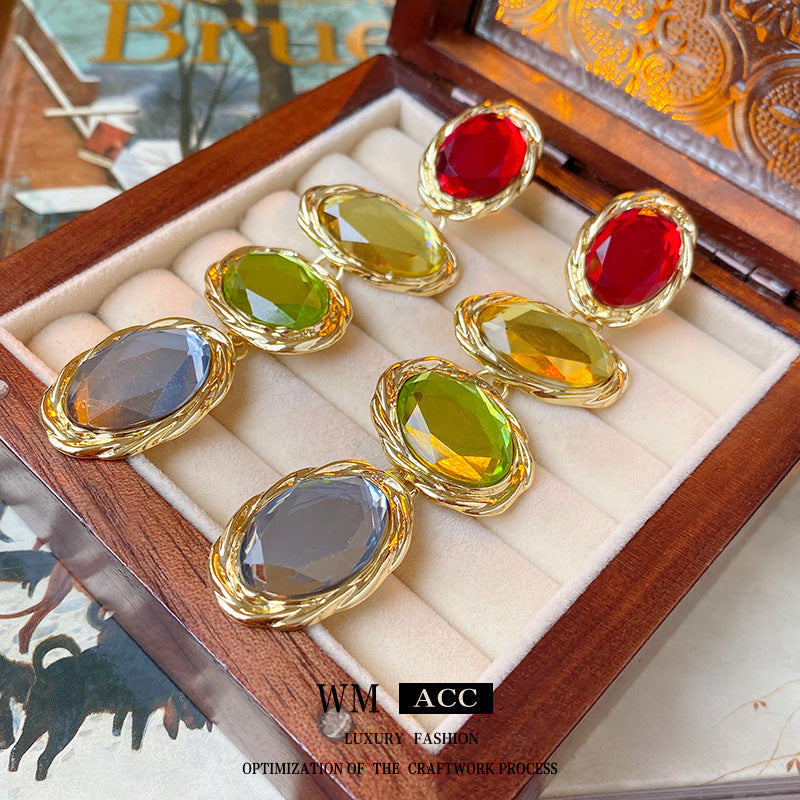 Medieval Ellipse Geometric Alloy Electroplating Earrings