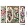 (US Local)4Pcs Vintage Flowers DIY Diamond Painting Bookmark Craft Kit