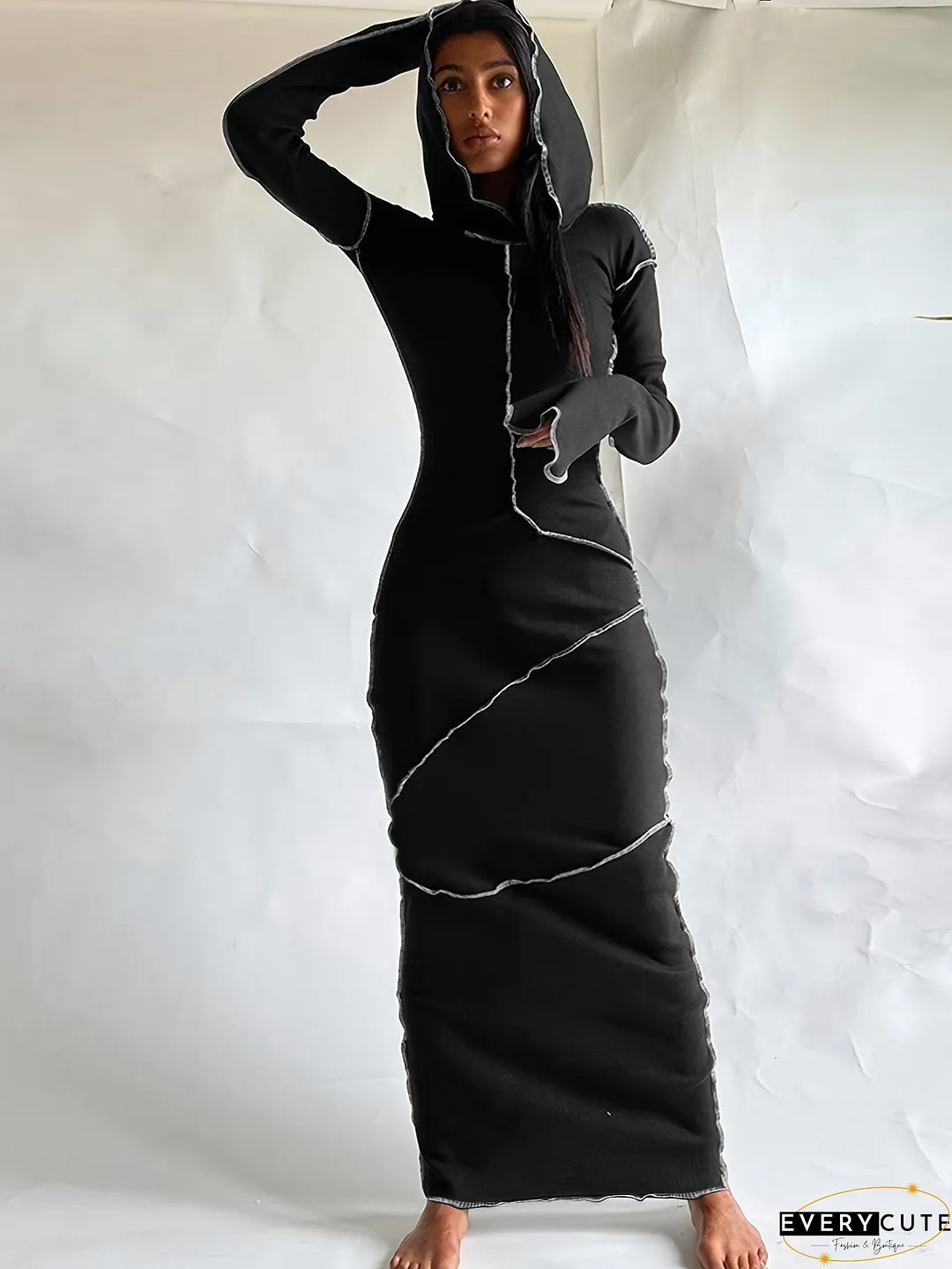 Flattering Maxi Dress with Contrasting Stitches