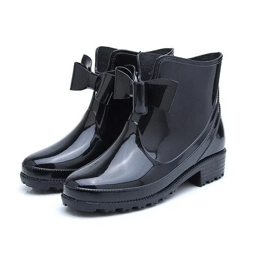 2020 New Fashion Women Rain Boots Fashion Non-Slip Women's Water Shoes Flat Bottom Women Velvet Short Tube Warm Overshoes D1307