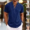 Camicia da uomo a maniche corte con mezzo bottone e colletto Henley