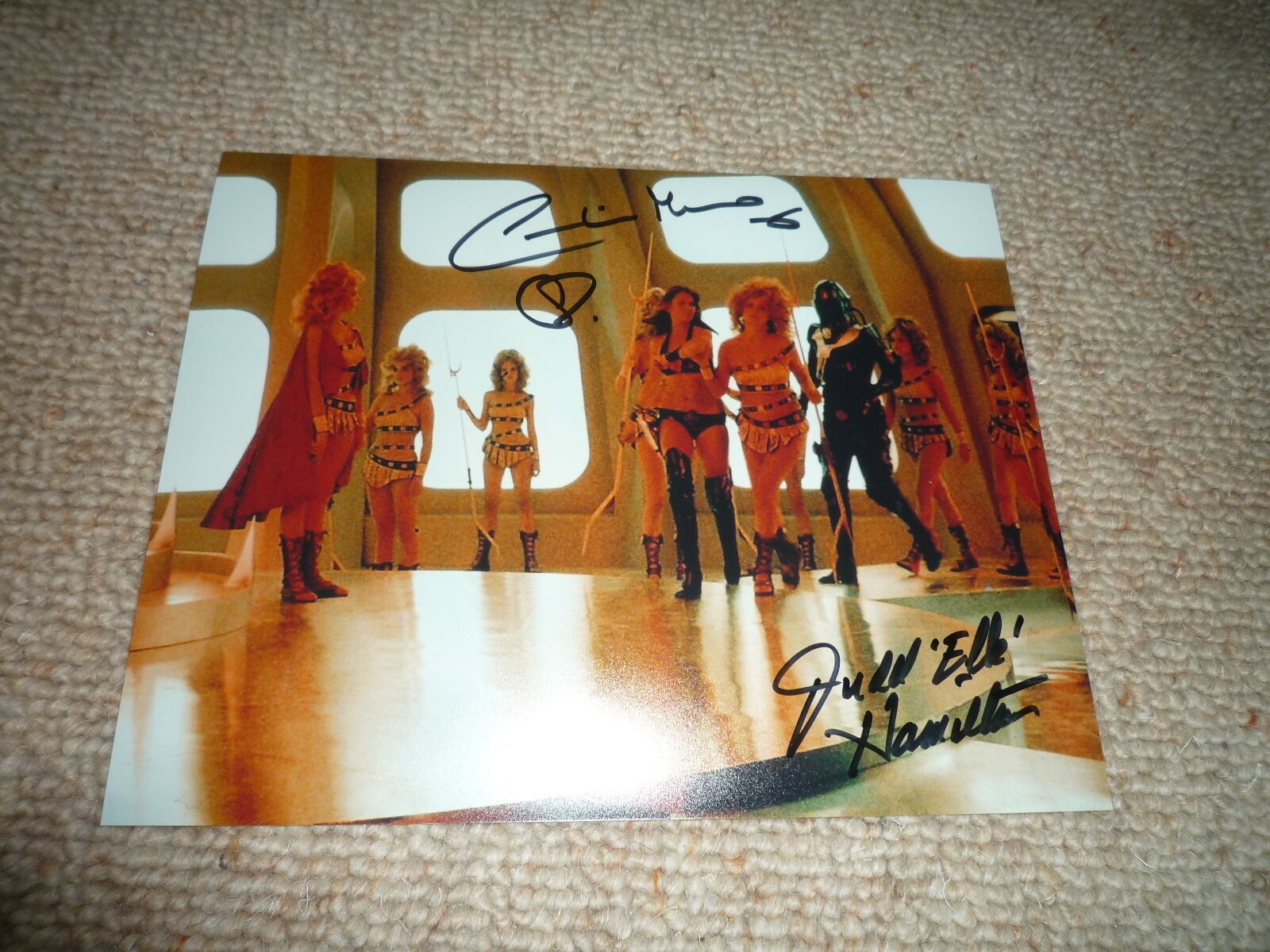 CAROLINE MUNRO & JUDD HAMILTON signed autograph In Person 8x10 STAR CRASH