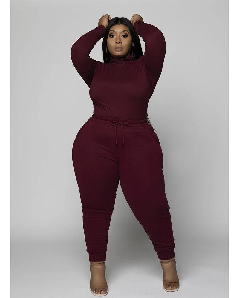 Pure color plus size suit