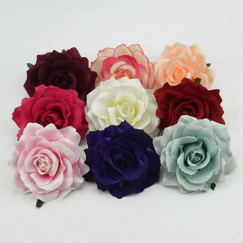 10pcs Large 10cm Artificial Rose Silk Flower Heads For Wedding Decoration DIY Scrapbooking Wreath Gift Box Craft Fake Flowers