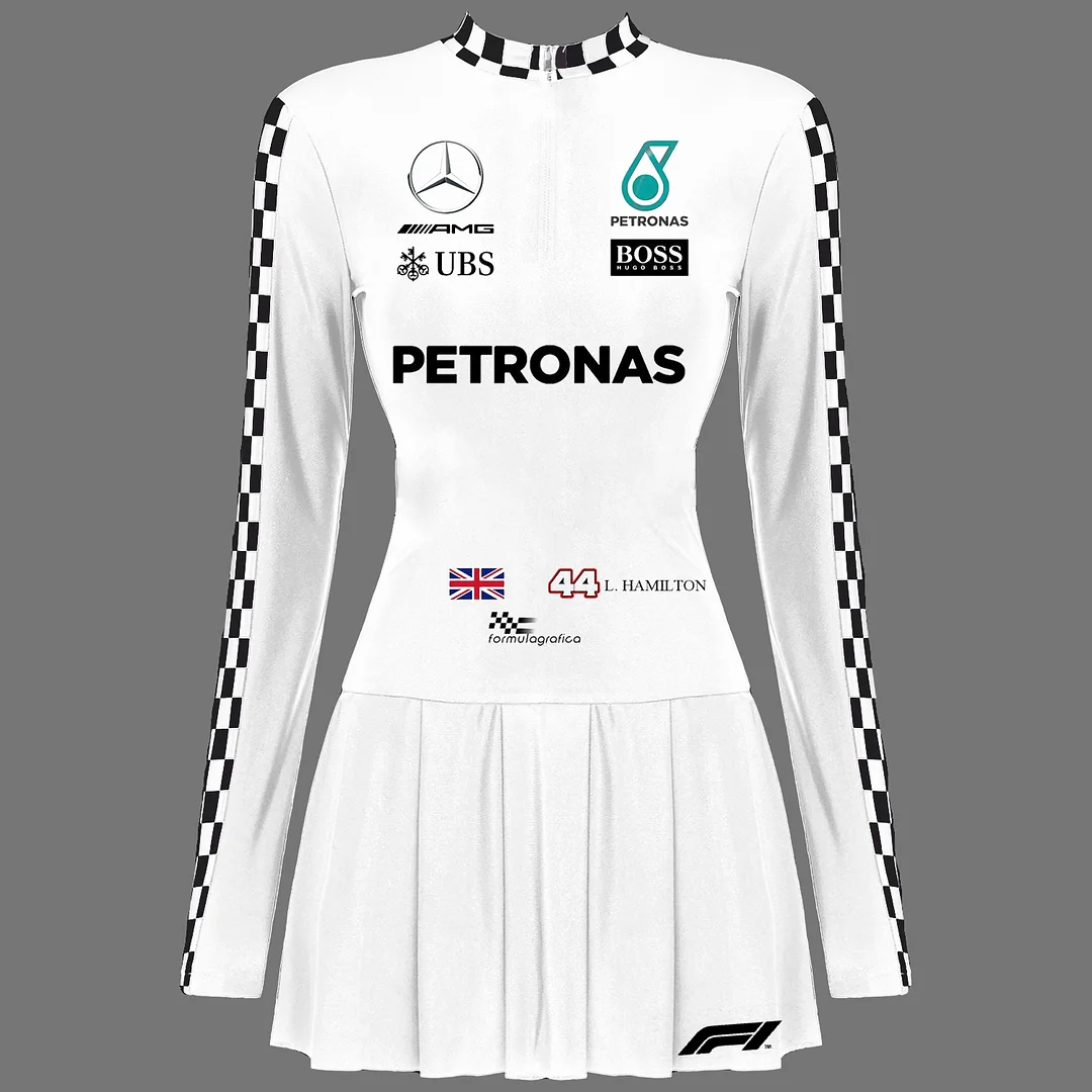 Fashionable Racing Print Bodycon Dress