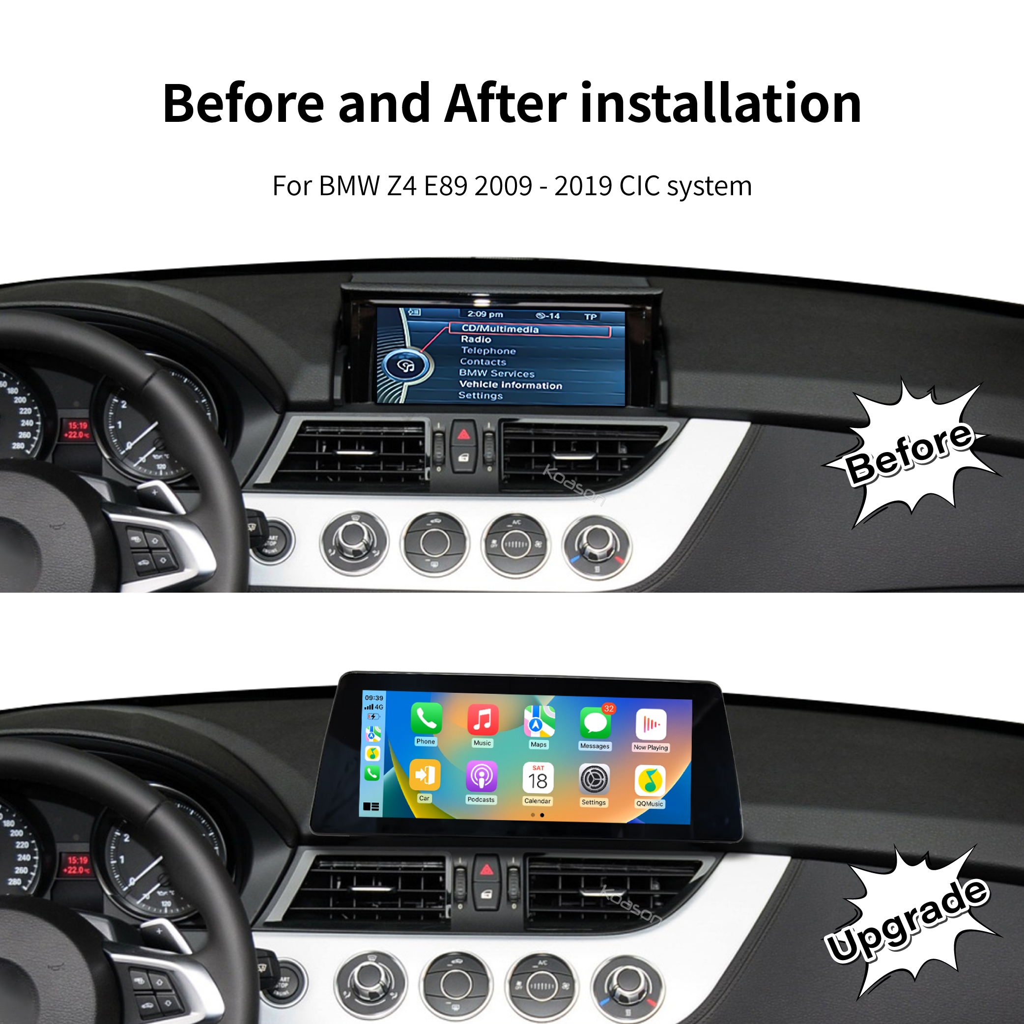 KOASON Linux Apple CarPlay Android Auto TouchScreen Original Retrofit Upgrade Monitor for BMW Z4 E89