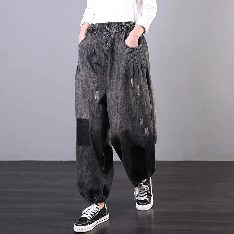 Spring New Large Size Loose Art Gray Skirt Jeans Women's Casual Pants