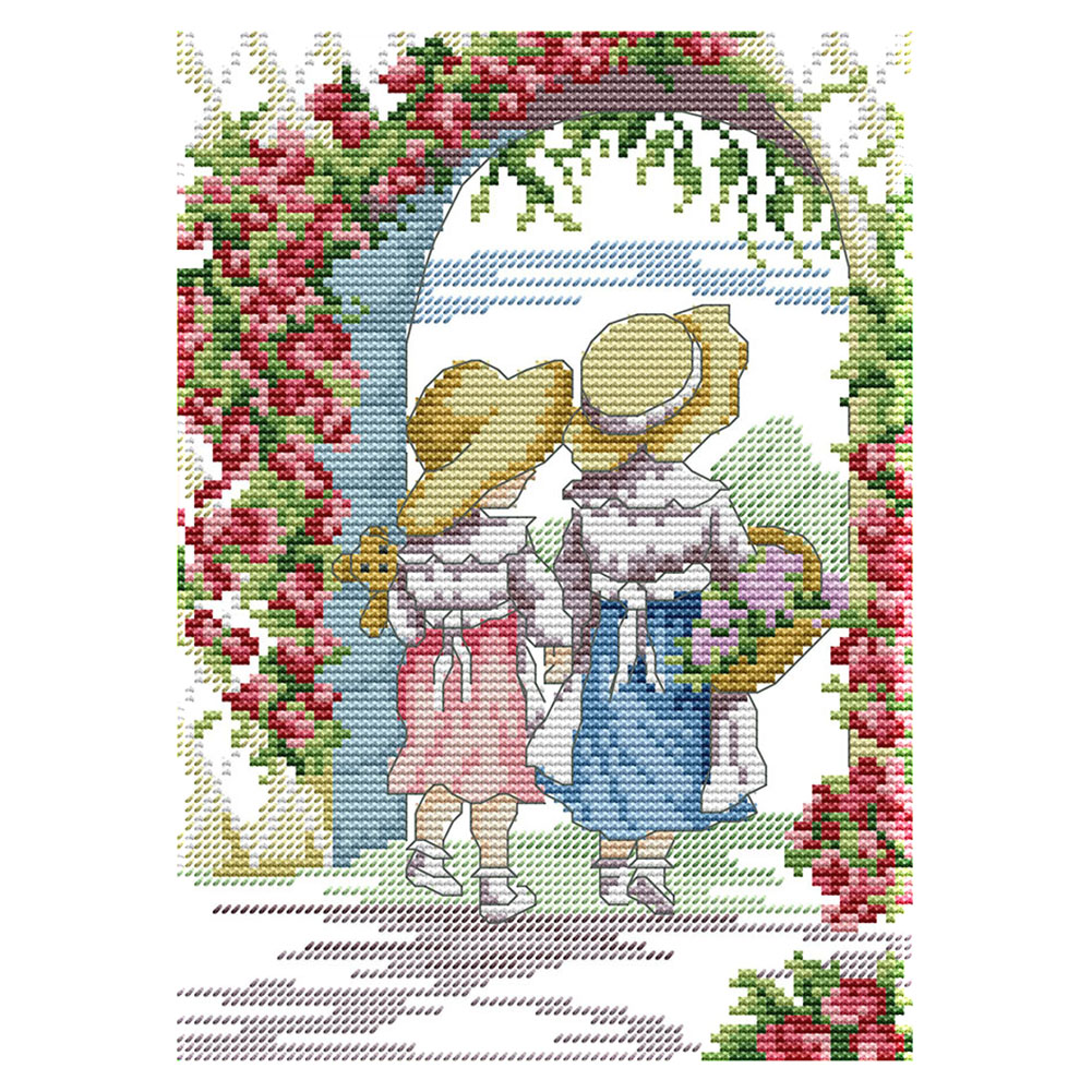 

Rose Door - 14CT Stamped Cross Stitch - 19*28CM, 501 Original