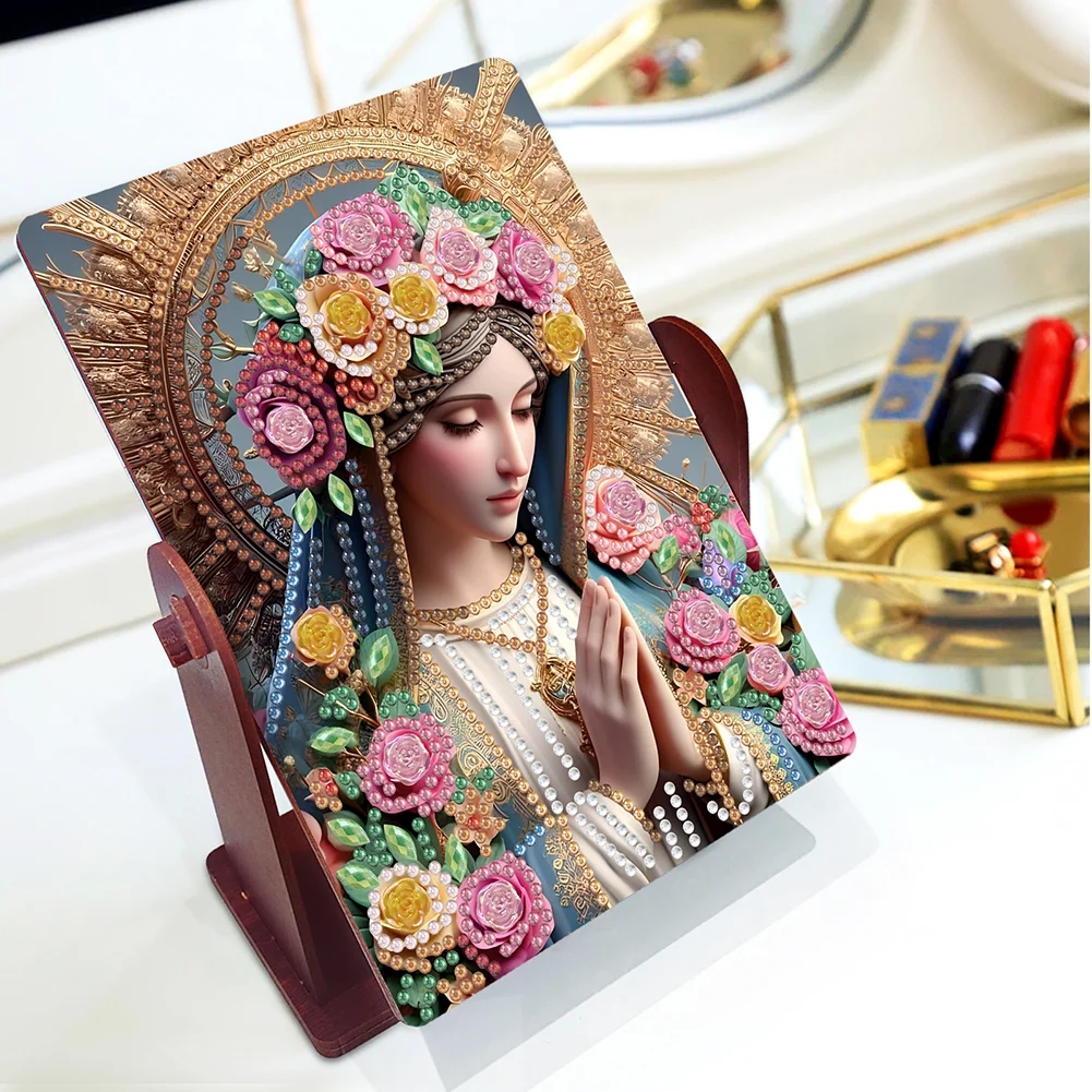 Praying Lady Special Shape Diamond Painting Mirror Table Top Diamond Mirror Kit